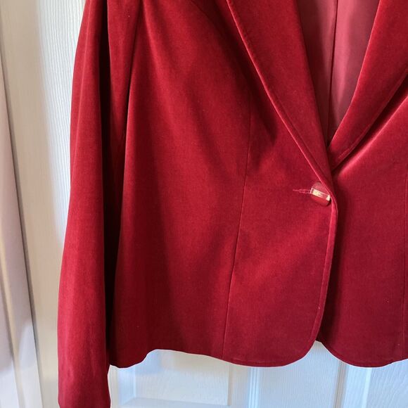 Studio Works Womens Petite Medium  Red Blazer Jacket Vintage One Button Career - Picture 4 of 15
